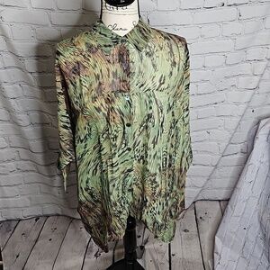 Da-Nang 3/4 Dolman Sleeve Silk Button Down Blouse NWT XS/S